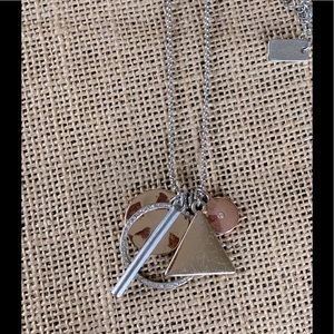 30” multi-metal, multi shape necklace